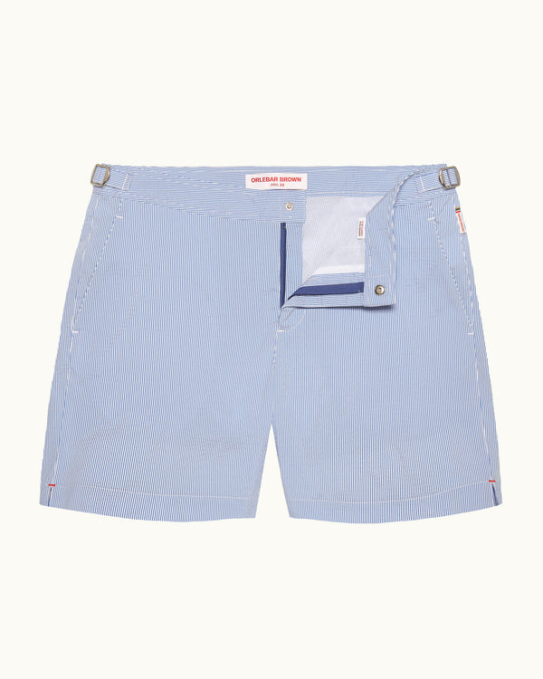 orlebar brown Orlebar Brown | Men's Mid-Length Seersucker Stripe Swim Shorts in Mid-Length Seersucker Stripe Swim Shorts in Catalina Blue/White Stripe – ORLEBAR BROWN