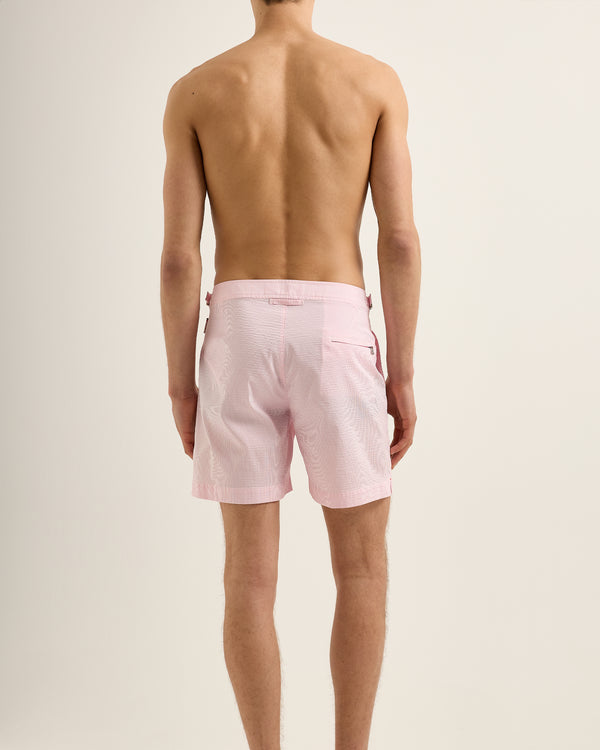 Orlebar Brown Orlebar Brown | Men's Mid-Length Seersucker Stripe Swim Shorts In Rodeo Pink/White Stripe – ORLEBAR BROWN