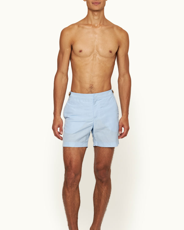 Orlebar Brown Orlebar Brown | Men's Mid-Length Tape Stripe Linen Blend Swim Shorts In Springwater Blue – ORLEBAR BROWN