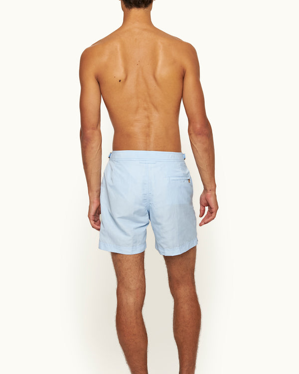 Orlebar Brown Orlebar Brown | Men's Mid-Length Tape Stripe Linen Blend Swim Shorts In Springwater Blue – ORLEBAR BROWN