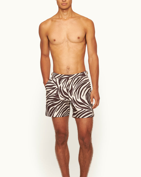 Orlebar Brown Orlebar Brown | Men's Mid-Length Zebra Print Swim Shorts In Cream | 007 Gold Collection – ORLEBAR BROWN