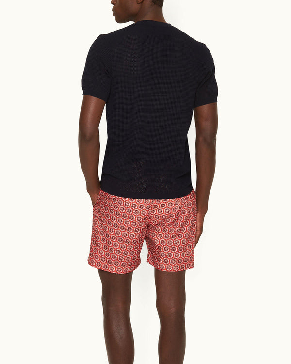 Orlebar Brown Orlebar Brown | Men's Navy Night Iris Tailored Fit Waffle Mesh Knit T-Shirt – ORLEBAR BROWN