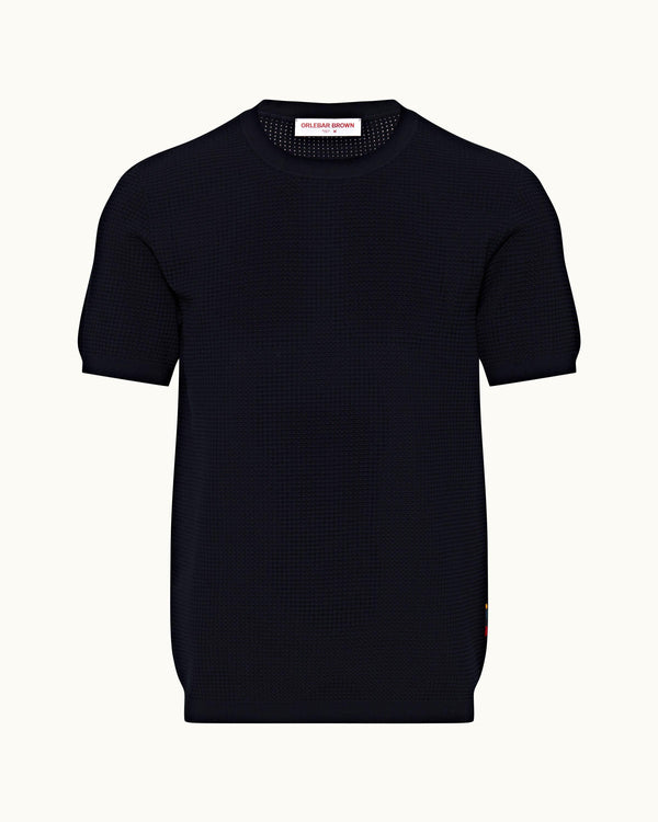 orlebar brown Orlebar Brown | Men's Navy Night Iris Tailored Fit Waffle Mesh Knit T-Shirt – ORLEBAR BROWN orlebar brown Orlebar Brown | Men's Navy Night Iris Tailored Fit Waffle Mesh Knit T-Shirt – ORLEBAR BROWN