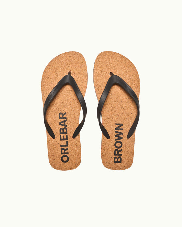 Orlebar Brown Orlebar Brown | Men's O.B Stripe Flip Flops In Black/White Sand – ORLEBAR BROWN