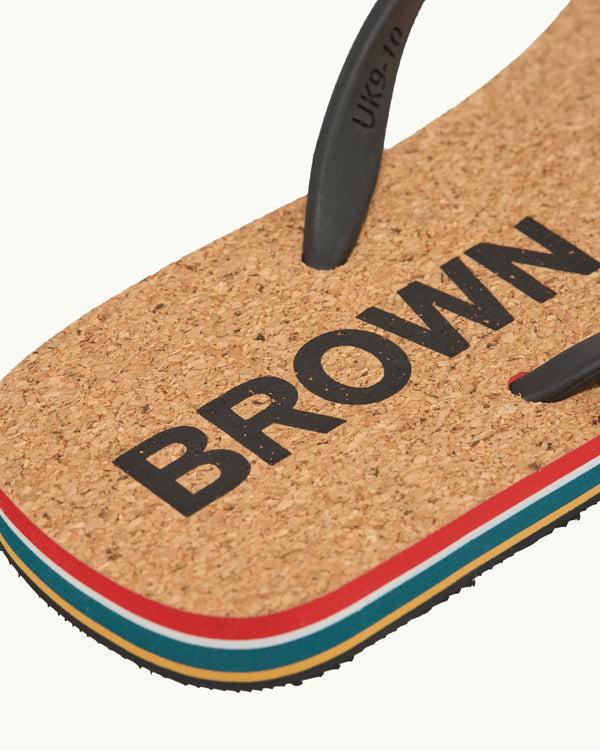 Orlebar Brown Orlebar Brown | Men's O.B Stripe Flip Flops In Black/White Sand – ORLEBAR BROWN