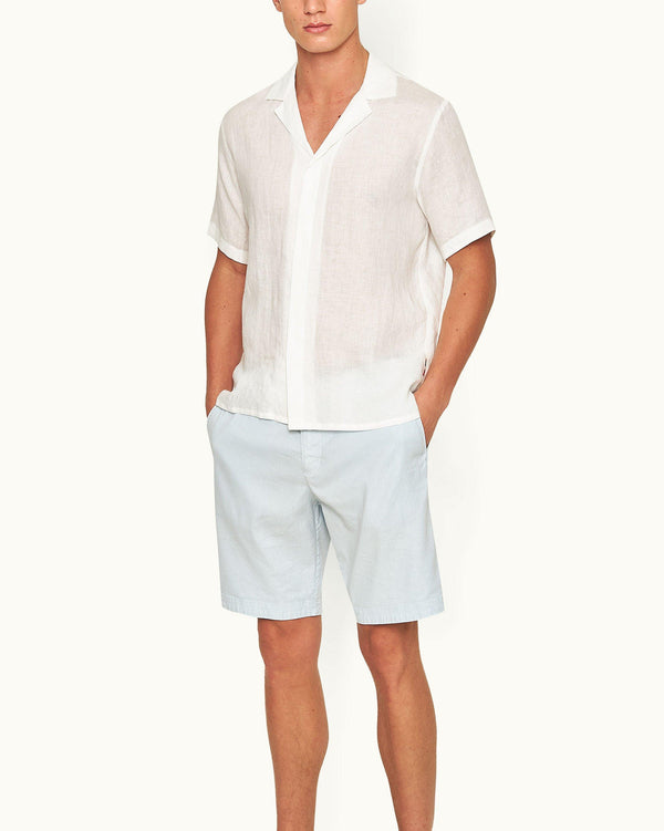 Orlebar Brown Orlebar Brown | Men's Relaxed Fit Capri Collar Linen Shirt In White – ORLEBAR BROWN