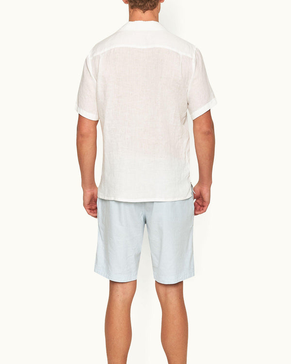Orlebar Brown Orlebar Brown | Men's Relaxed Fit Capri Collar Linen Shirt In White – ORLEBAR BROWN