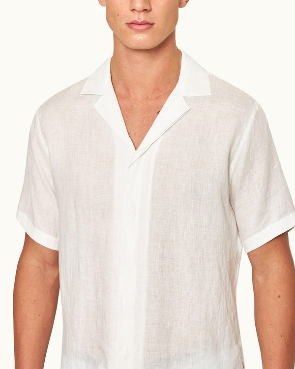 Orlebar Brown Orlebar Brown | Men's Relaxed Fit Capri Collar Linen Shirt In White – ORLEBAR BROWN
