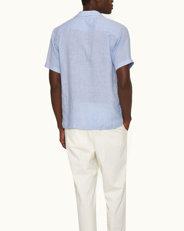 Orlebar Brown Orlebar Brown | Men's Relaxed Fit Capri Collar Linen Shirt In Hush Blue – ORLEBAR BROWN