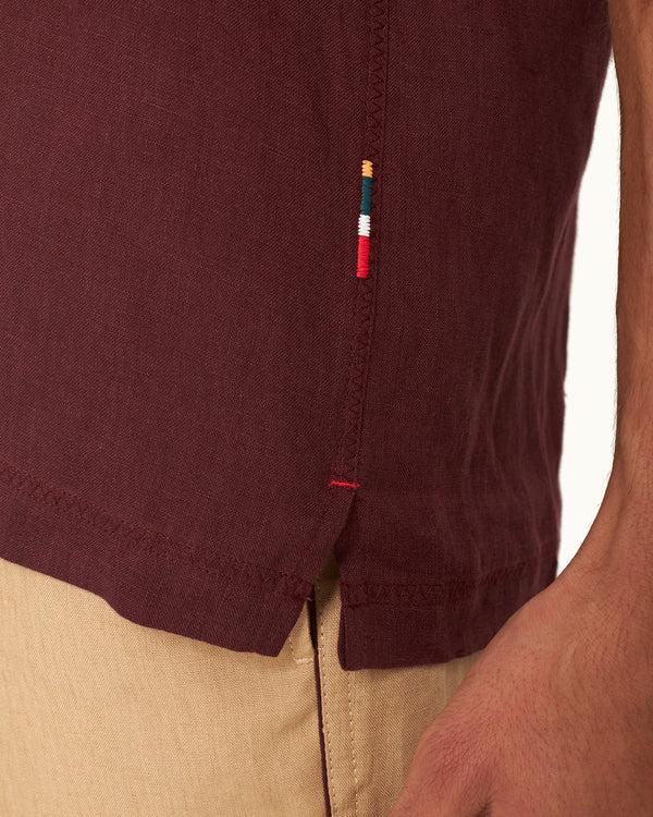 Orlebar Brown Orlebar Brown | Men's Relaxed Fit Capri Collar Linen Shirt In Damson Red – ORLEBAR BROWN