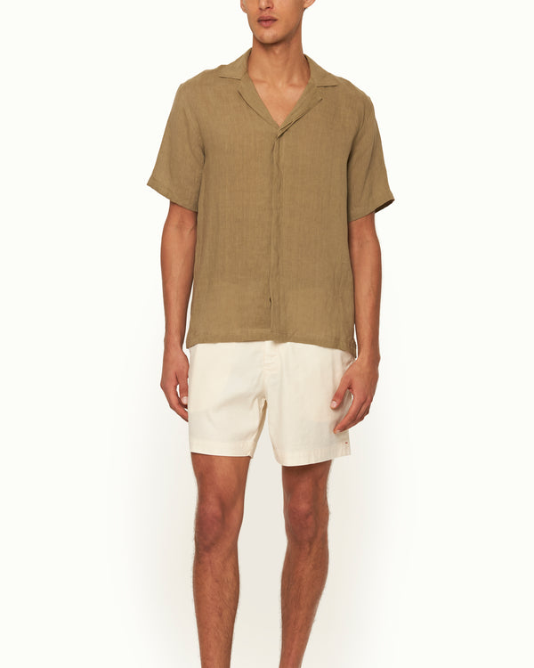 Orlebar Brown Orlebar Brown | Men's Relaxed Fit Capri Collar Linen Shirt In Agave Green – ORLEBAR BROWN