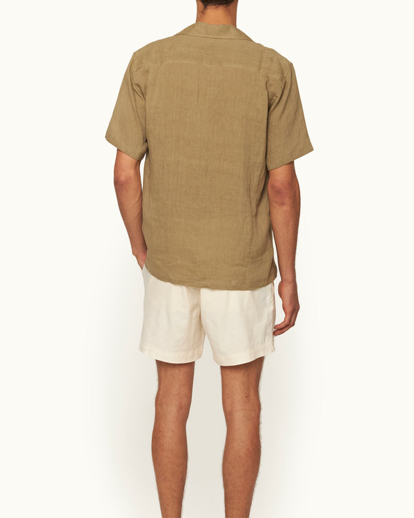 Orlebar Brown Orlebar Brown | Men's Relaxed Fit Capri Collar Linen Shirt In Agave Green – ORLEBAR BROWN