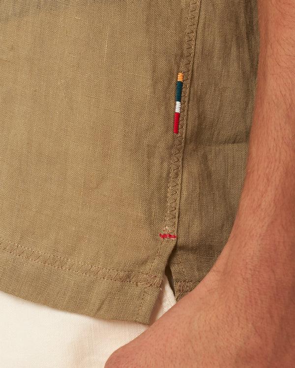 Orlebar Brown Orlebar Brown | Men's Relaxed Fit Capri Collar Linen Shirt In Agave Green – ORLEBAR BROWN