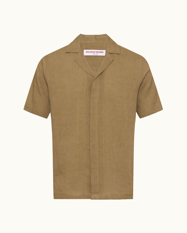 orlebar brown Orlebar Brown | Men's Relaxed Fit Capri Collar Linen Shirt in Agave Green – ORLEBAR BROWN