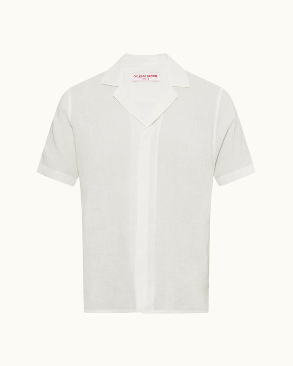 orlebar brown Orlebar Brown | Men's Relaxed Fit Capri Collar Linen Shirt in White – ORLEBAR BROWN