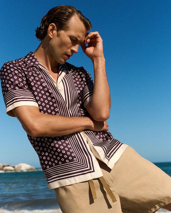 Orlebar Brown Orlebar Brown | Men's Relaxed Fit Capri Collar Lumina Print Silk Shirt – ORLEBAR BROWN