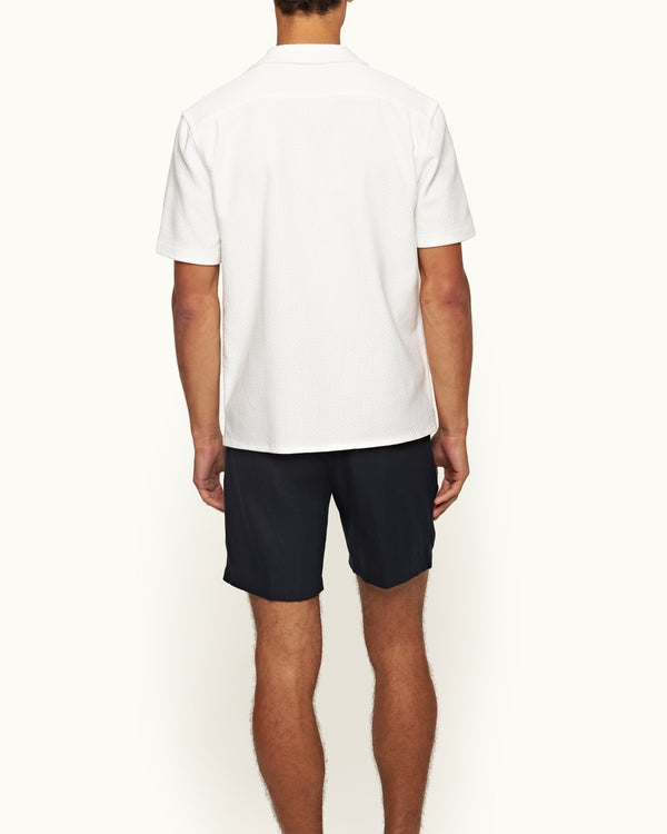 Orlebar Brown Orlebar Brown | Men's Relaxed Fit Capri Collar Open Weave Italian Cotton Shirt In Cloud White – ORLEBAR BROWN