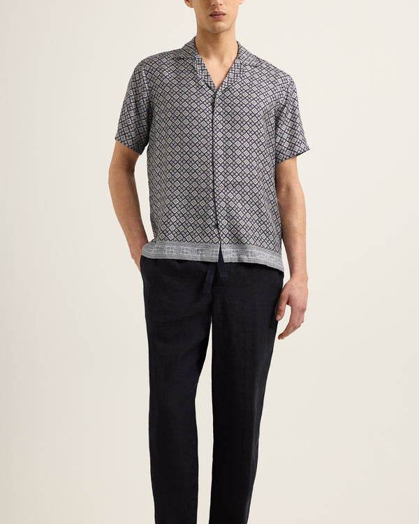 Orlebar Brown Orlebar Brown | Men's Relaxed Fit Capri Collar Paisley Season Print Silk Shirt – ORLEBAR BROWN