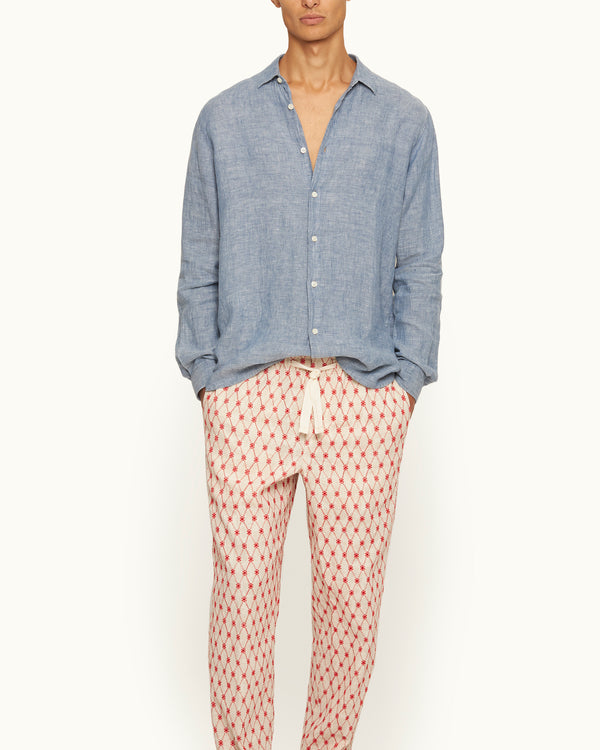 Orlebar Brown Orlebar Brown | Men's Relaxed Fit Classic Collar Chambray Shirt In Light Bergamo Blue – ORLEBAR BROWN