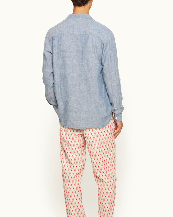 Orlebar Brown Orlebar Brown | Men's Relaxed Fit Classic Collar Chambray Shirt In Light Bergamo Blue – ORLEBAR BROWN