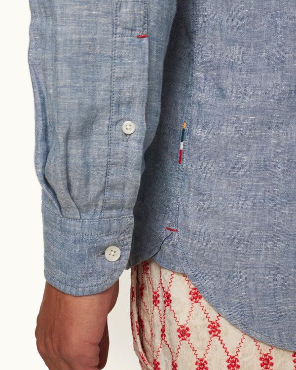 Orlebar Brown Orlebar Brown | Men's Relaxed Fit Classic Collar Chambray Shirt In Light Bergamo Blue – ORLEBAR BROWN