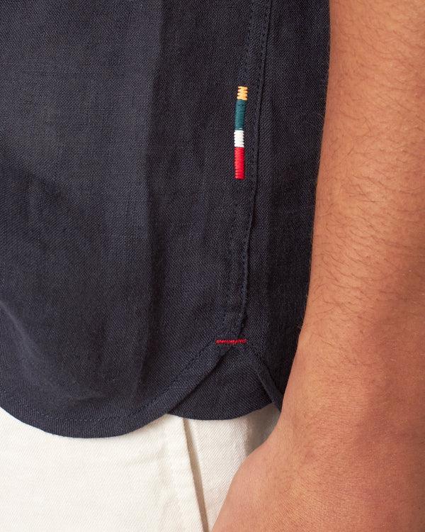 Orlebar Brown Orlebar Brown | Men's Relaxed Fit Classic Collar Laundered Linen Shirt In Dark Navy – ORLEBAR BROWN