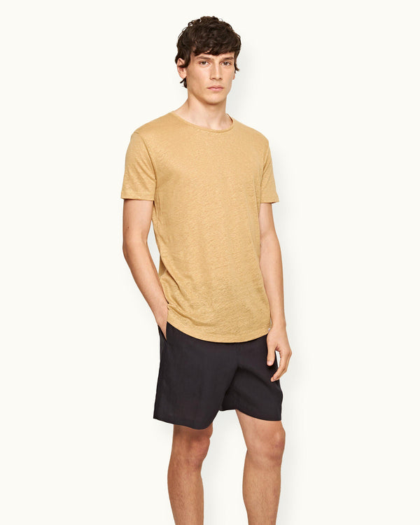 Orlebar Brown Orlebar Brown | Men's Relaxed Fit Drawcord Linen Shorts In Night Iris Blue – ORLEBAR BROWN