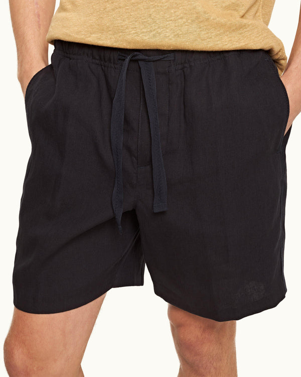 Orlebar Brown Orlebar Brown | Men's Relaxed Fit Drawcord Linen Shorts In Night Iris Blue – ORLEBAR BROWN