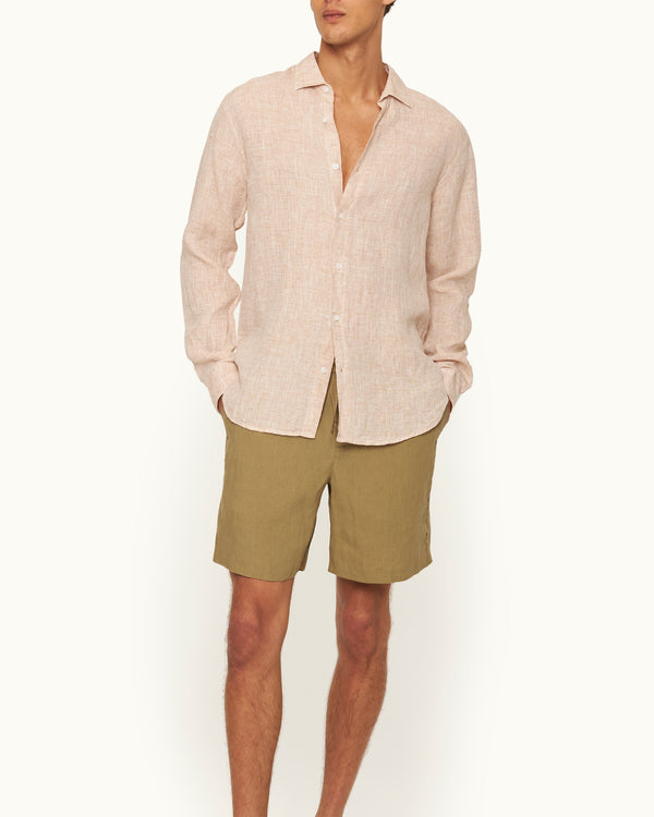 Orlebar Brown Orlebar Brown | Men's Relaxed Fit Drawcord Linen Shorts In Agave Green – ORLEBAR BROWN