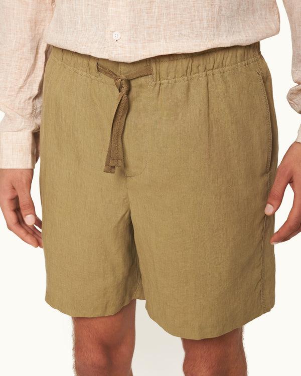 Orlebar Brown Orlebar Brown | Men's Relaxed Fit Drawcord Linen Shorts In Agave Green – ORLEBAR BROWN