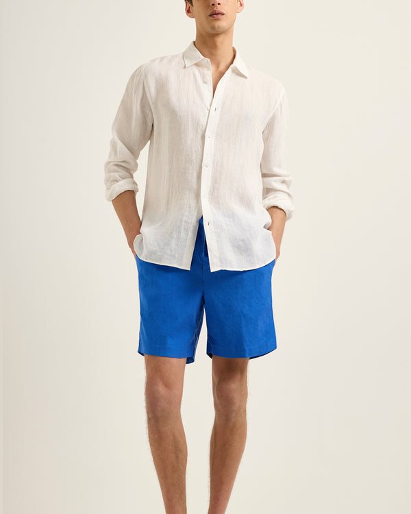 Orlebar Brown Orlebar Brown | Men's Relaxed Fit Drawcord Linen Shorts In Catalina Blue – ORLEBAR BROWN