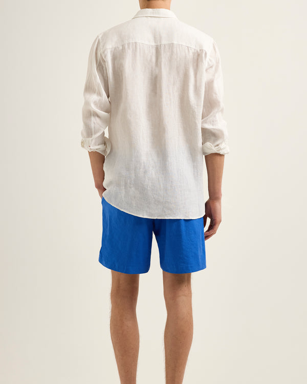 Orlebar Brown Orlebar Brown | Men's Relaxed Fit Drawcord Linen Shorts In Catalina Blue – ORLEBAR BROWN