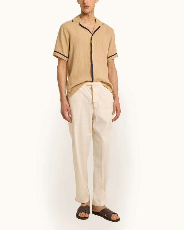 Orlebar Brown Orlebar Brown | Men's Relaxed Fit Garment Dye Cotton Trousers In Latte Cream – ORLEBAR BROWN