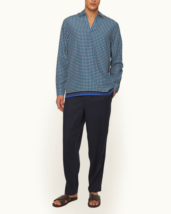 Orlebar Brown Orlebar Brown | Men's Relaxed Fit Garment Dye Cotton Trousers In Night Iris Blue – ORLEBAR BROWN