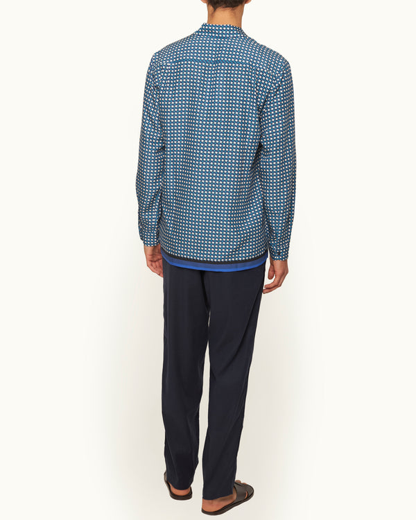 Orlebar Brown Orlebar Brown | Men's Relaxed Fit Garment Dye Cotton Trousers In Night Iris Blue – ORLEBAR BROWN