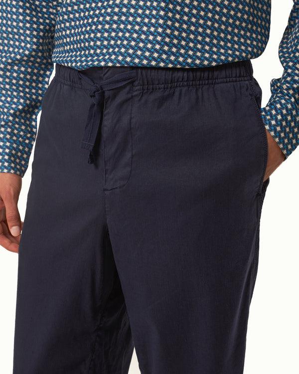 Orlebar Brown Orlebar Brown | Men's Relaxed Fit Garment Dye Cotton Trousers In Night Iris Blue – ORLEBAR BROWN
