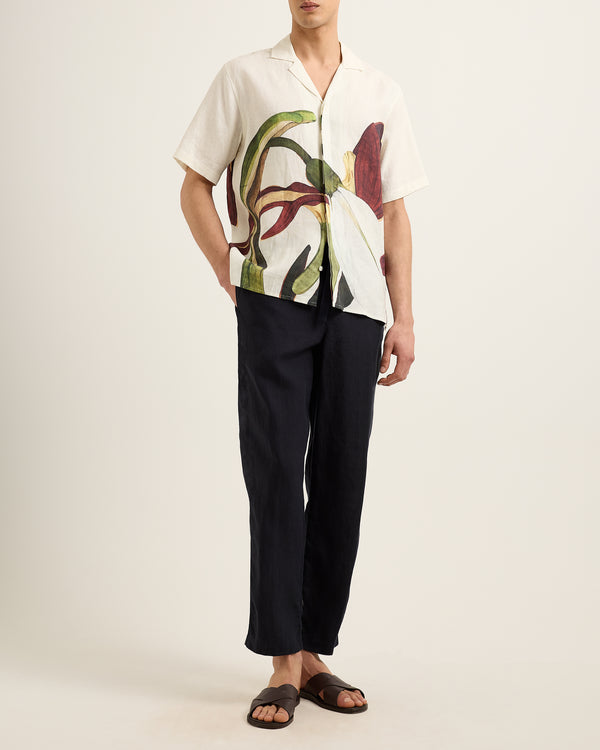 Orlebar Brown Orlebar Brown | Men's Relaxed Fit Linen Capri Collar Orchis Print Shirt – ORLEBAR BROWN