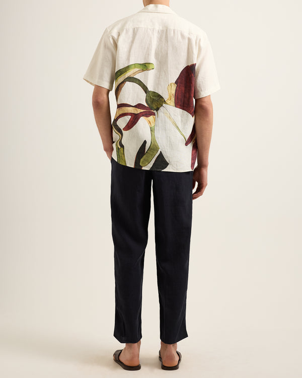 Orlebar Brown Orlebar Brown | Men's Relaxed Fit Linen Capri Collar Orchis Print Shirt – ORLEBAR BROWN