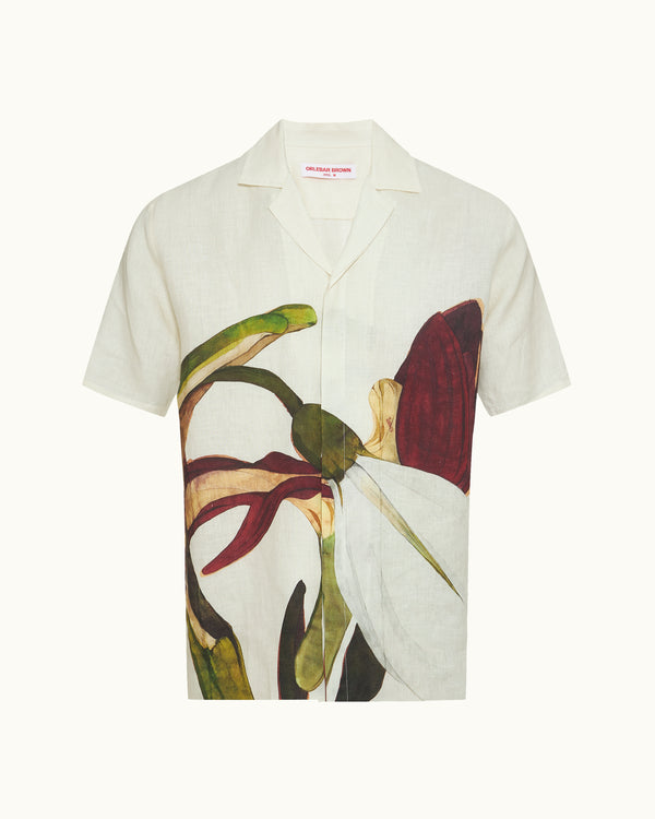 orlebar brown Orlebar Brown | Men's Relaxed Fit Linen Capri Collar Orchis Print Shirt – ORLEBAR BROWN