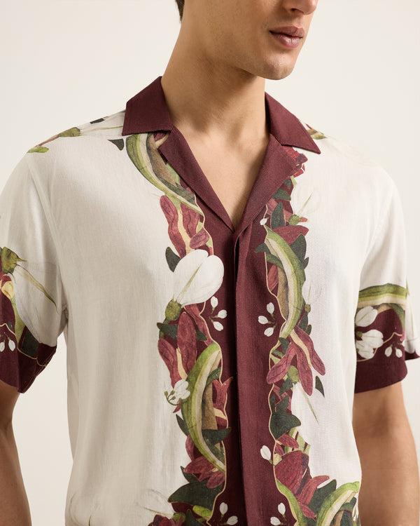 Orlebar Brown Orlebar Brown | Men's Relaxed Fit Linen Capri Collar Orchis Print Shirt – ORLEBAR BROWN