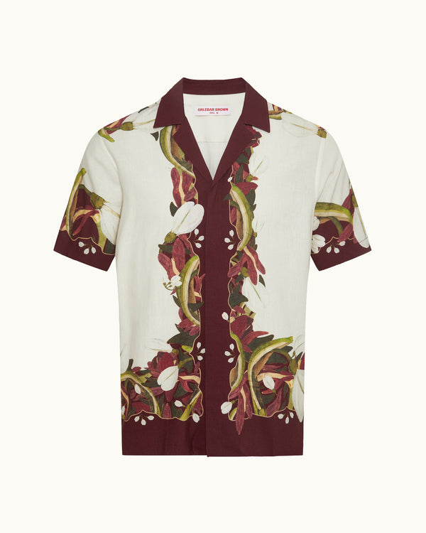 orlebar brown Orlebar Brown | Men's Relaxed Fit Linen Capri Collar Orchis Print Shirt – ORLEBAR BROWN