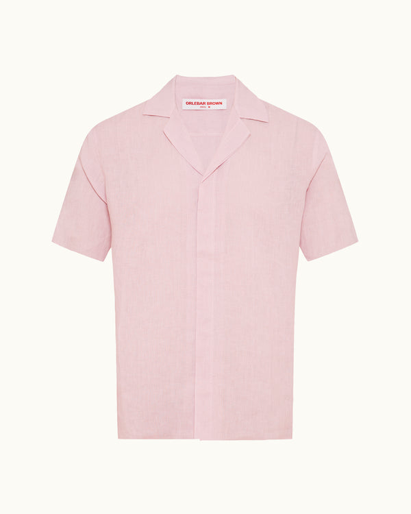 orlebar brown Orlebar Brown | Men's Relaxed Fit Linen Capri Collar Shirt In Rodeo Pink – ORLEBAR BROWN