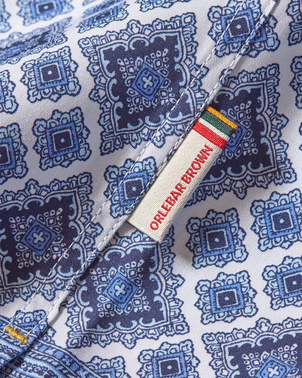 Orlebar Brown Orlebar Brown | Men's Relaxed Fit Linen Capri Collar Paisley Season Print Shirt In White Sand – ORLEBAR BROWN