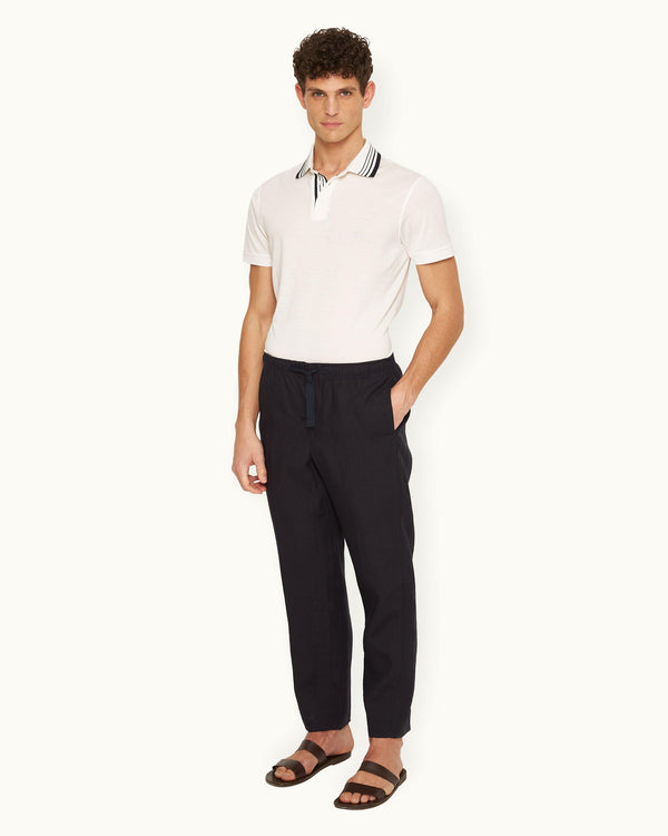 Orlebar Brown Orlebar Brown | Men's Relaxed Fit Linen Trousers In Night Iris Blue – ORLEBAR BROWN
