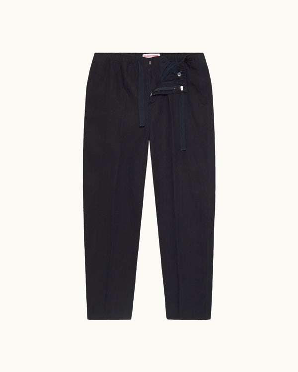 orlebar brown Orlebar Brown | Men's Relaxed Fit Linen Trousers in Night Iris Blue – ORLEBAR BROWN
