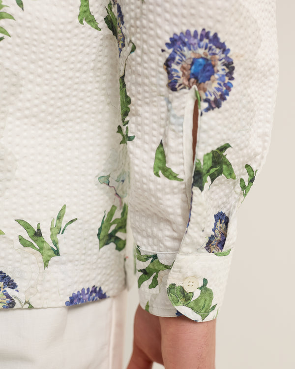 Orlebar Brown Orlebar Brown | Men's Relaxed Fit Open Resort Placket Coronaria Print Seersucker Shirt – ORLEBAR BROWN