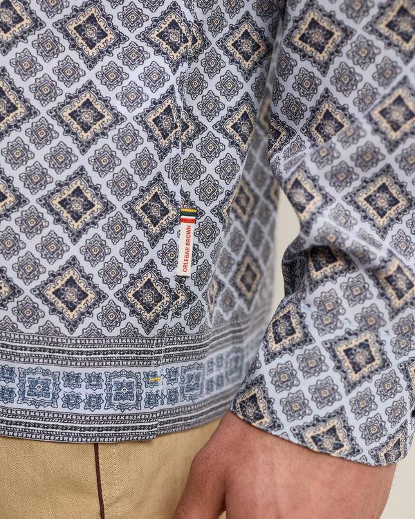 Orlebar Brown Orlebar Brown | Men's Relaxed Fit Open Resort Placket Paisley Season Print Shirt In Wave Blue – ORLEBAR BROWN