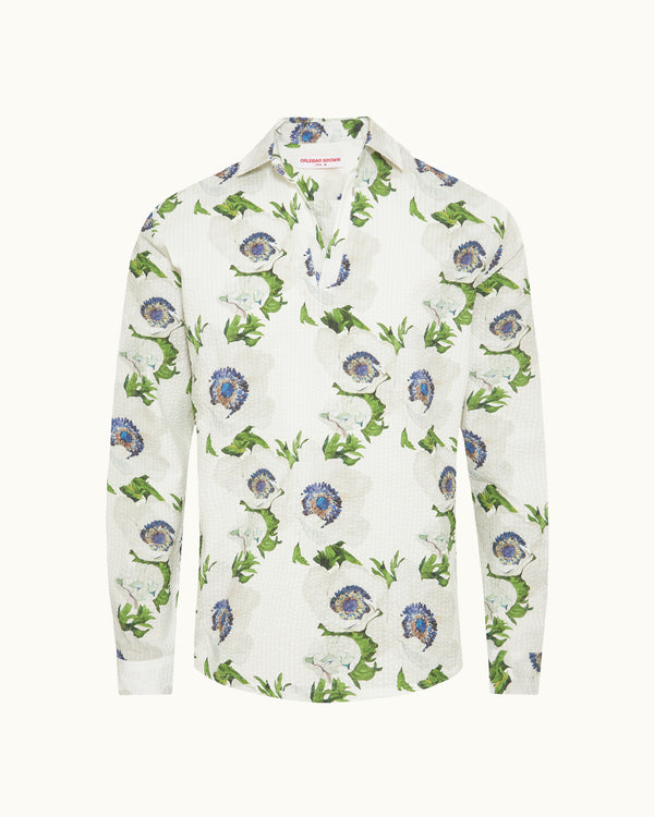 orlebar brown Orlebar Brown | Men's Relaxed Fit Open Resort Placket Coronaria Print Seersucker Shirt – ORLEBAR BROWN
