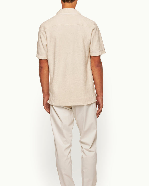 Orlebar Brown Orlebar Brown | Men's Relaxed Fit Towelling Lounge Shirt In Cream | 007 Gold Collection – ORLEBAR BROWN