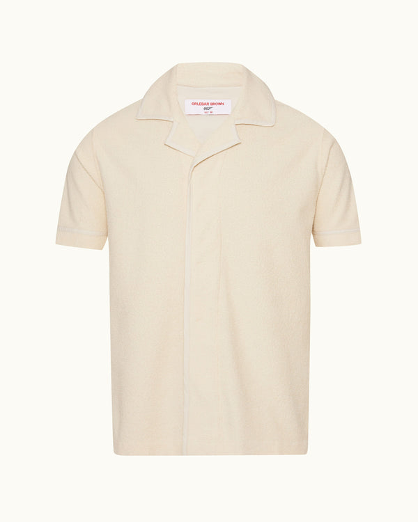 orlebar brown Orlebar Brown | Men's Relaxed Fit Towelling Lounge Shirt in Cream | 007 Gold Collection – ORLEBAR BROWN